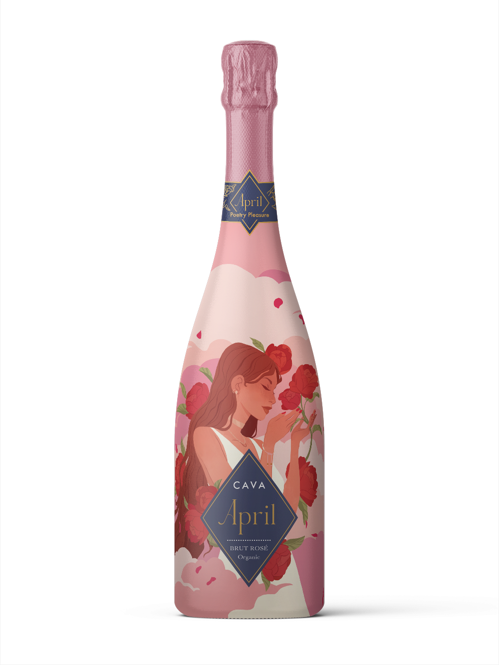 Sparkling Wine Bottle Mockup Rose trans small